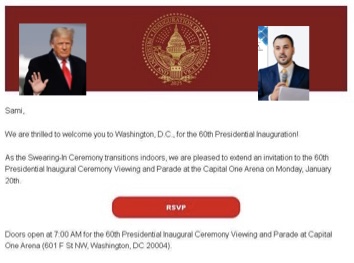 Sami Mazreku i ftuar në inaugurimin e presidentit Donald J. Trump në Washington