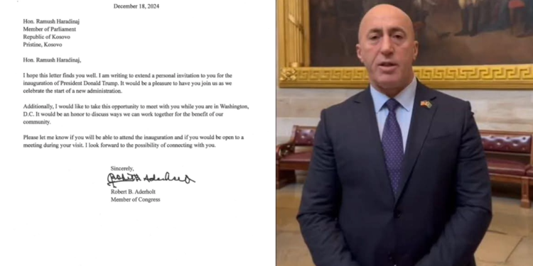 Besnik Tahiri publikon ftesën e Kongresistit Aderholt për kryetarin Haradinaj në inaugurimin e Presidentit Trump