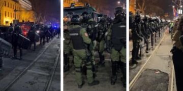 “Shkoni në Kosovë” – Protestuesit u thonë forcave speciale te Kuvendi i Serbisë