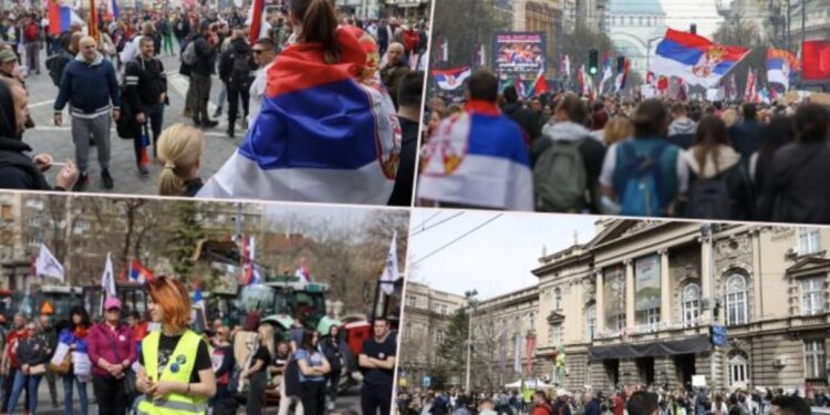 Mijëra protestues afër Parlamentit të Serbisë