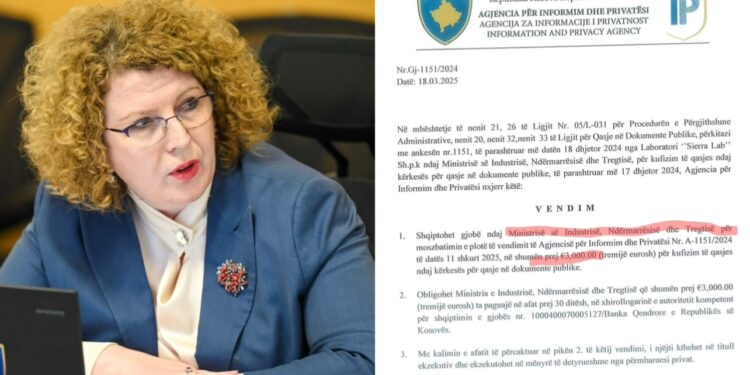 Ministria e udhëhequr nga Rozeta Hajdari gjobitet me 3 mijë euro për kufizim në qasje në dokumente publike