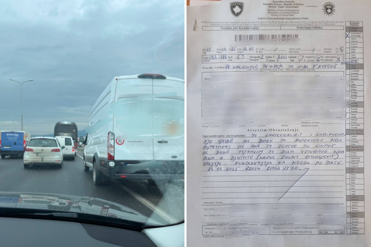 Shoferi kapet duke tejkaluar në mënyrë të rrezikshme në Bresje – Policia shqipton gjobë të rëndë