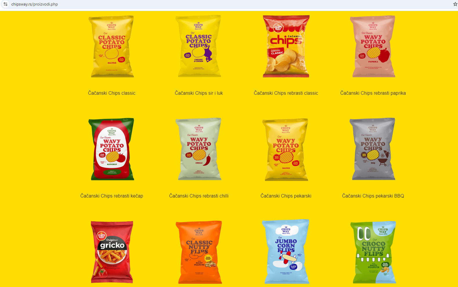 Foto ilustruese e produkteve të "Chips Way" - Burimi: https://chipsway.rs/proizvodi.php