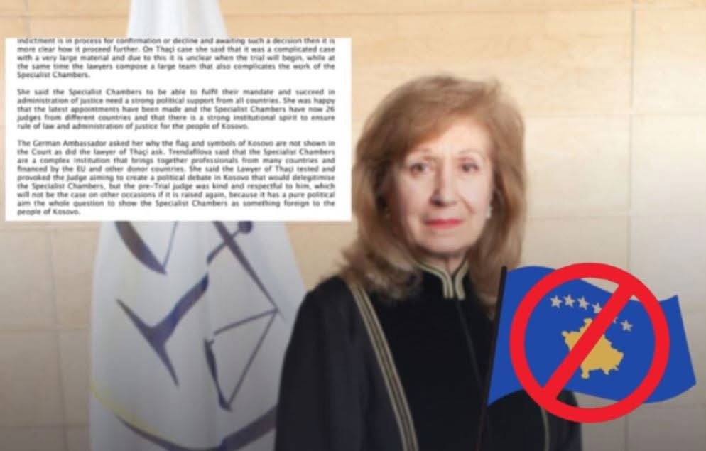 E rëndë: Trendafilova e quan ‘provokim’ që flamuri i Kosovës të jetë në Gjykatë Speciale, e ndalon të ngrihet më si çështje