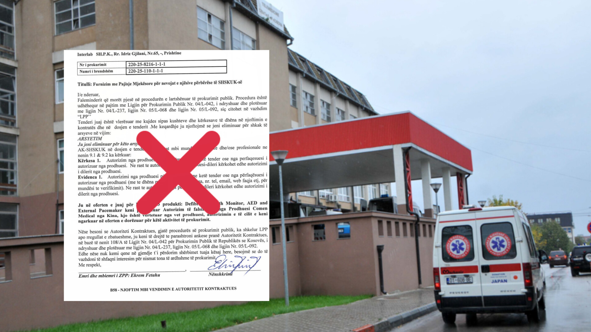 Falsifikim në tenderin e SHSKUK-së: Interlab përjashtohet pasi dorëzoi dokument të rremë nga prodhuesi kinez