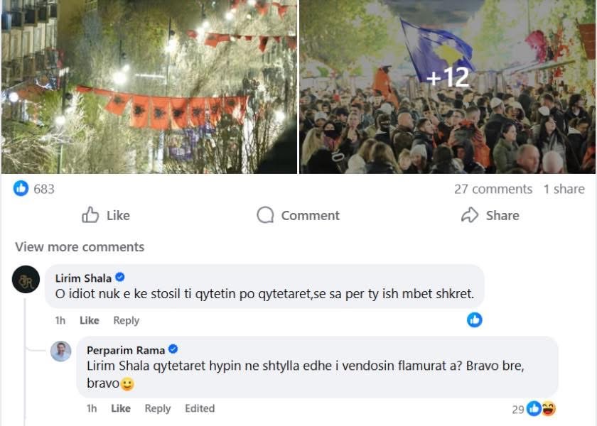 Rama i replikon një qytetari që i tha se ai s’e stolisi sheshin për 28 nëntor: Qytetarët hypin në shtylla a? Bravo bre