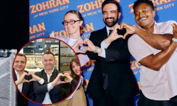 Kurti, Haxhiu e Peci kopjuan Zohran Mamdanin gjatë fushatës duke bërë zemrën me duar