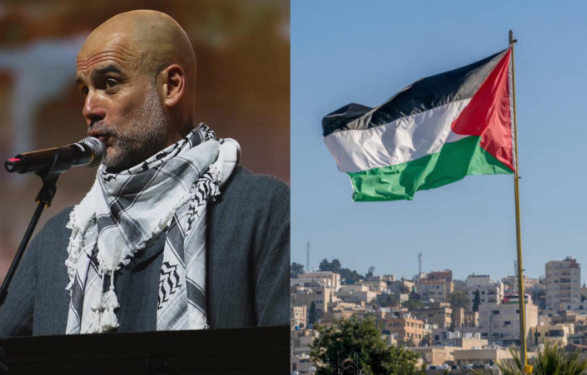 Guardiola paraqitet me një shall palestineze, flet në skenë për vuajtjet e fëmijëve në Palestinë