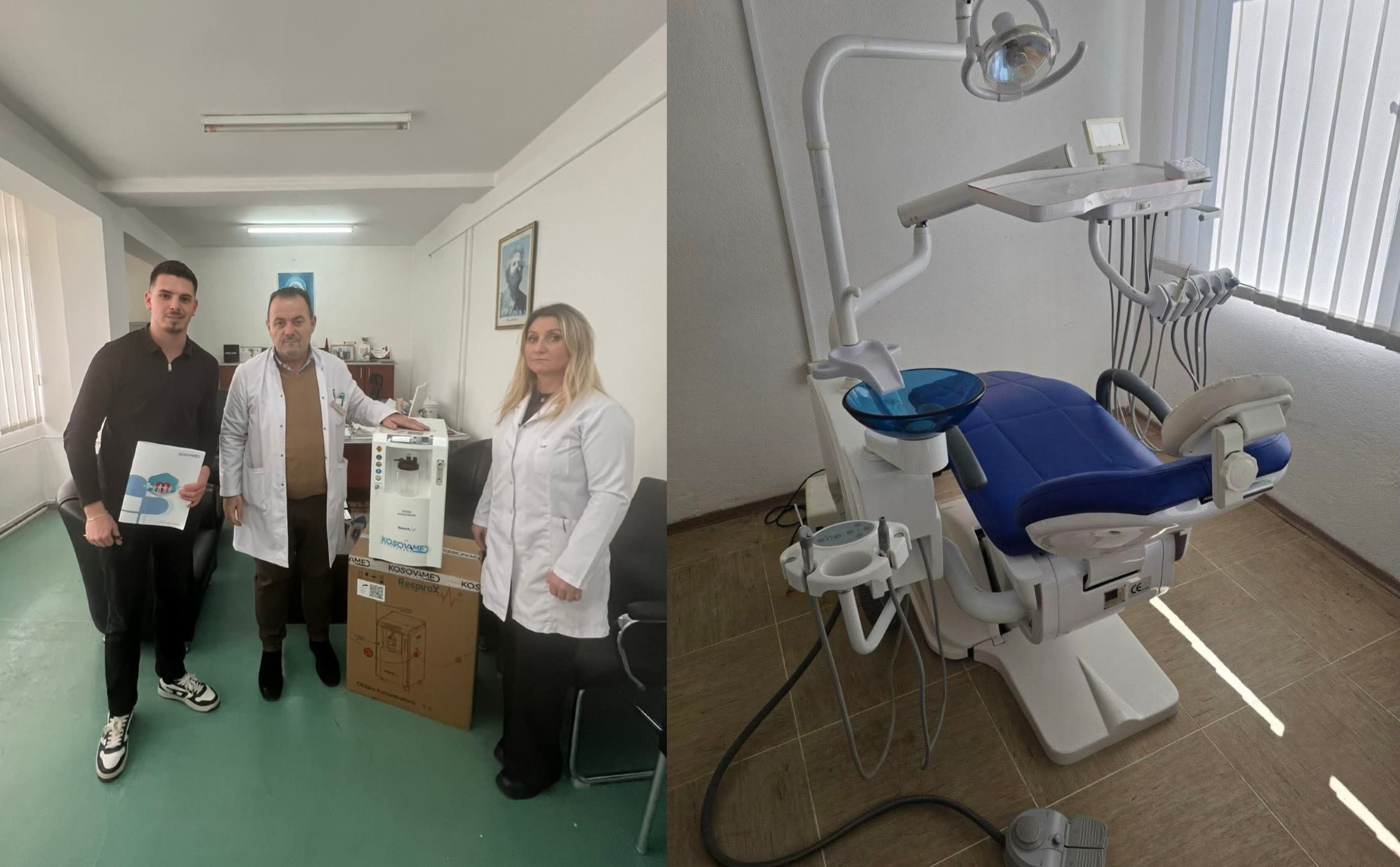 Shembull i mirë: Kosova Med jep donacion të vlefshëm për QKMF-në e Klinës, karrige stomatologjike dhe pajisje oksigjeni
