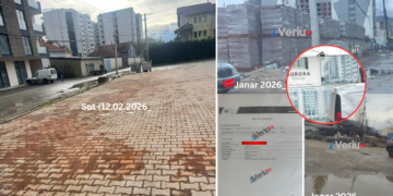 Impakti Veriu.info/Lirohet parkingu publik i uzurpuar me material ndërtimor, Inspeksioni e gjobit kompaninë “Aurora Group”