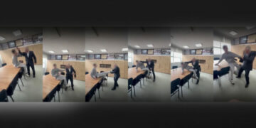 PAMJE/ Mësimdhënësi filmohet derisa e godet një nxënës brenda shkollës ‘Pavarësia’ në Prishtinë