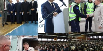 Kryetari Ferit Idrizi, bashkë me nënkryetarin Shpëtim Zhegrova, falin dhe festojnë Bajramin me bashkëqytetarët e Vushtrrisë