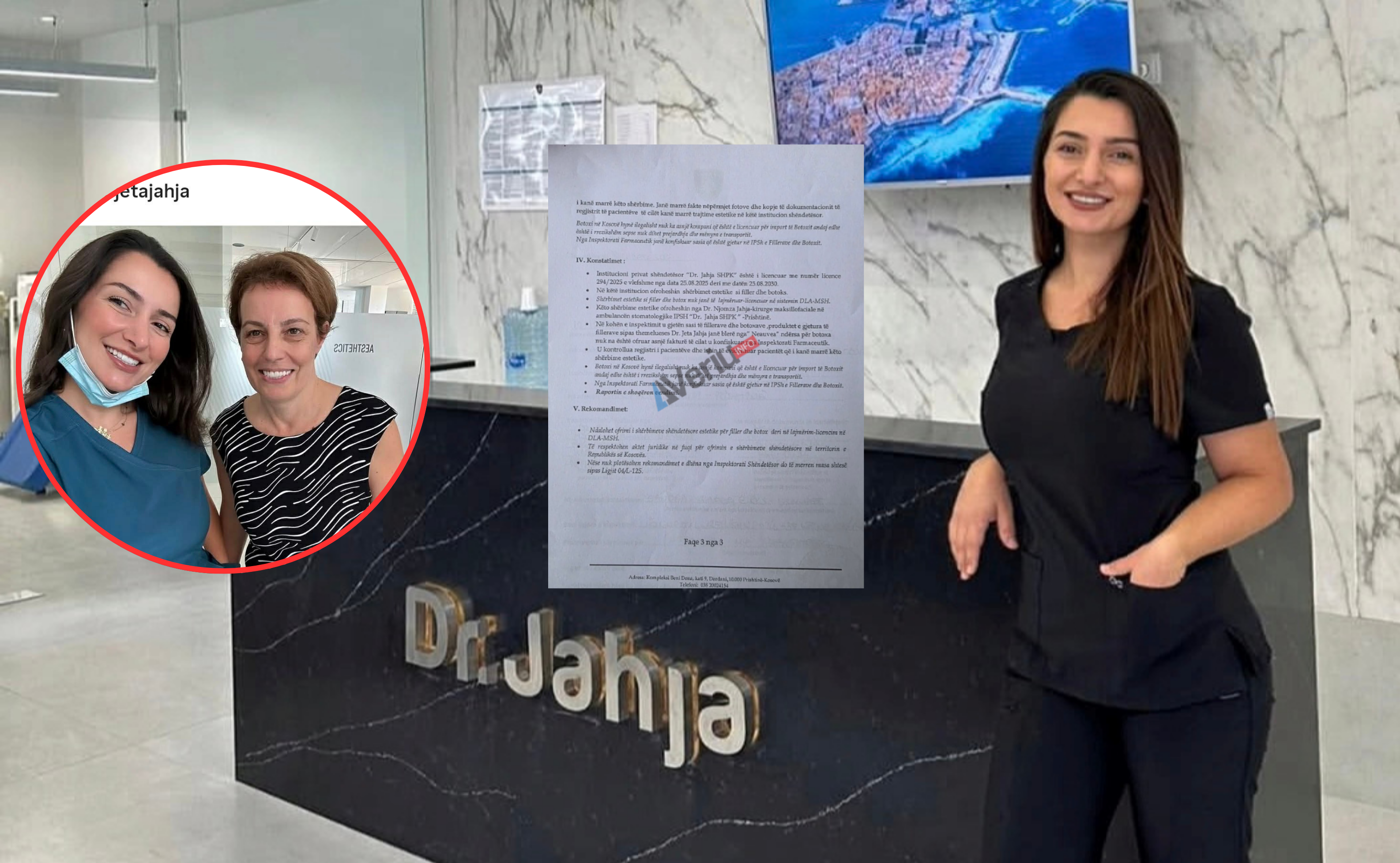 Klinika Jeta Jahja kapet duke injektuar fillerë e botox ilegalisht, gjobë dhe ndalesë për stomatologen e Gërvallës (Dokument)
