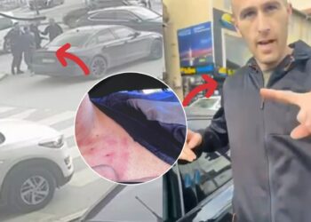 VIDEO/ Polici jashtë detyrës kapet duke rrahur qytetarin në mes të rrugës, IPK nis hetimet