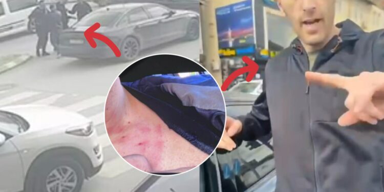 VIDEO/ Polici jashtë detyrës kapet duke rrahur qytetarin në mes të rrugës, IPK nis hetimet