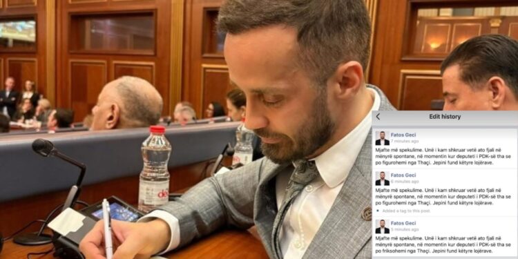 “Figurohemi nga Thaçi”, Deputeti Geci e bënë telashe veten, shkruan vetë një paragraf me gabime
