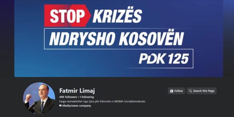 Limaj vendos logon e PDK-së në profil
