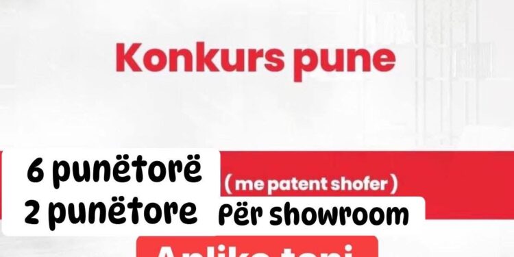 “Bujaria Ceramics & Sanitary” shpall vende të lira pune për gjashtë meshkuj dhe dy femra
