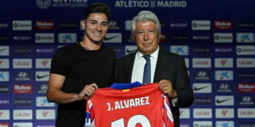 Presidenti i Atletikos i dërgon mesazh Barcelonës dhe Realit për Alvarezin