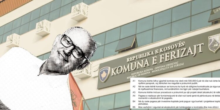 Raporti i ZKA-së për Komunën e Ferizajt zbulon shkelje milionëshe, kontrata pa fonde dhe pagesa për punë të papërfunduara
