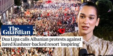 “The Guardian”: Dua Lipa del në krah të protestuesve në Shqipëri