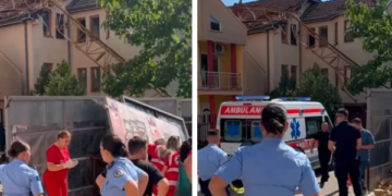 Shembet krani në një punishte rrugën A në Prishtinë, në vendngjarje shihen dy autoambulanca dhe policia