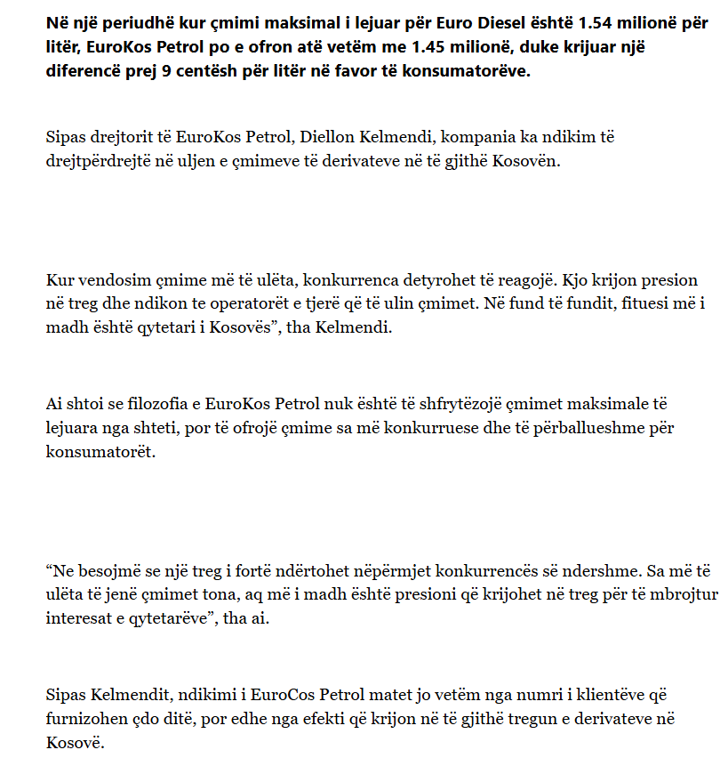 Screen: Lajmi i publikuar në disa media me 6 qershor