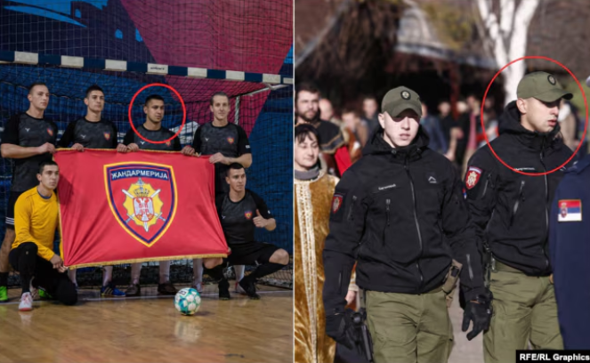 Xhandari Millutinoviq (majtas: turneu i futbollit në Zrenjanin më 2022, djathtas: ceremonia e Ujit të Bekuar në Beograd më 2023)