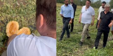 Ministri Muja në Kovragë, e provoi pjeprin por i del bosh i dëmtuar nga breshri