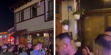 Kurti e kaloi mbrëmjen në Çarshinë e Gjakovës, numër i madh policësh e truprojash e “shoqëruan” atje