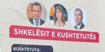 Aksioni i Rinisë së PDK’së: Tre shkelësit e Kushtetutës, fotografia e Haxhiut, Kurtit e Deharit ngjitet në dyert e Kuvendit