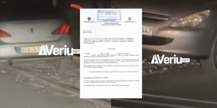 Pas raportimit të Veriu.info, gjobitet me 500 euro mërgimtari që kishte hudhur mbeturina në rrugë në Vushtrri