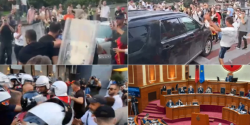Një orë seancë mes vezëve dhe përplasjeve të forta jashtë Kuvendit – protestuesit bllokojnë rrugët në Shqipëri