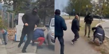 VIDEO- Serbia voton mes dhunës, të maskuarit sulmojnë të rinjtë pranë qendrës së votimit