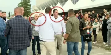 Millan Radoiçiq pranë djalit të Vuçiqit në tubimin parazgjedhor të SNS-së në Kragujevc